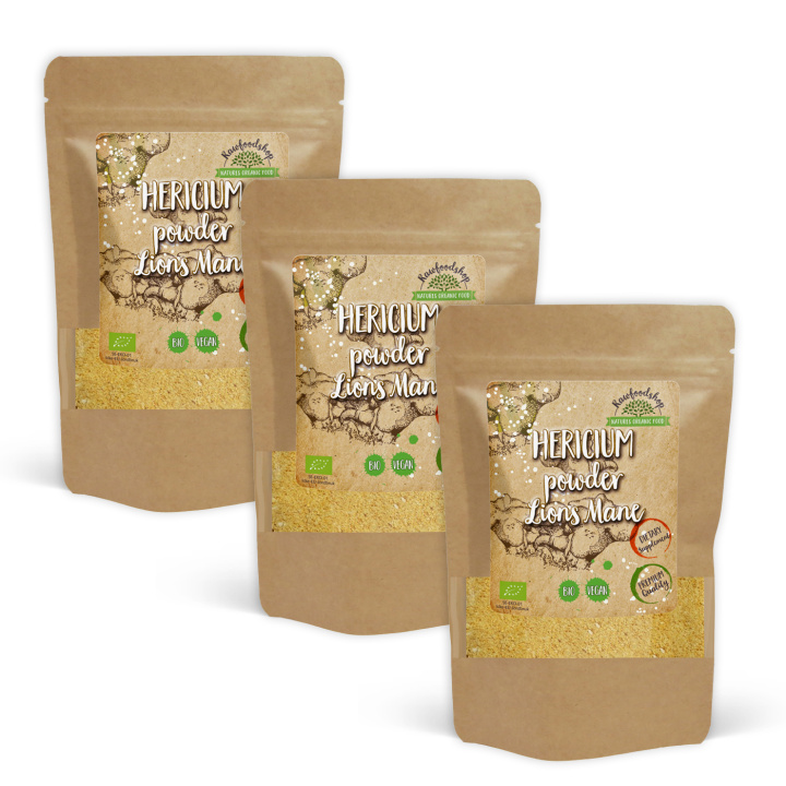 Hericium Pulver/Lion\'s Mane ØKO 125g x 3 pakker i gruppen Kosttilskudd / Urter & Planter / Sopp hos Rawfoodshop Scandinavia AB (HCP10-SET3)