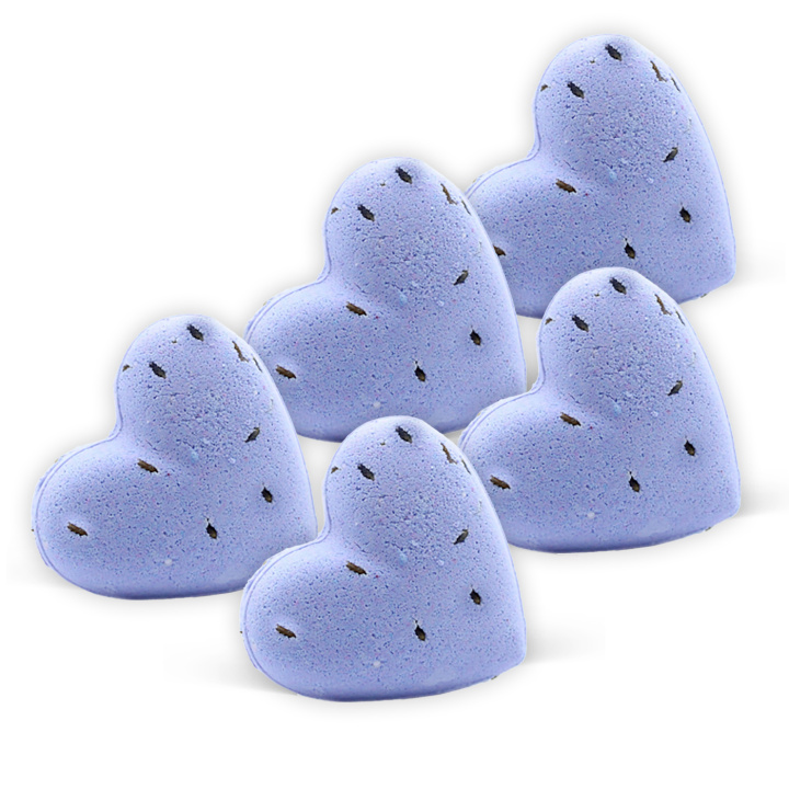 Badebombe Hjerte Lavendel 70g x 5 stk i gruppen Hud & Kropp / Bad & Spa / badebomber & Badeskum hos Rawfoodshop Scandinavia AB (HEARTB-04A-SET5)