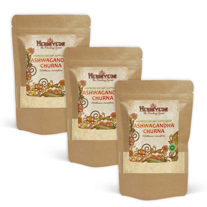 Ashwagandha Churna ØKO 125g x 3 pakker i gruppen Kosttilskudd / Urter & Planter / Urter hos Rawfoodshop Scandinavia AB (HERBA18-SET3)