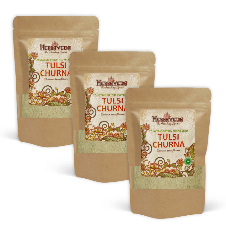 Tulsi Churna ØKO 250g x 3 pakker i gruppen Kosttilskudd / Urter & Planter hos Rawfoodshop Scandinavia AB (HERBA26-250-SET3)