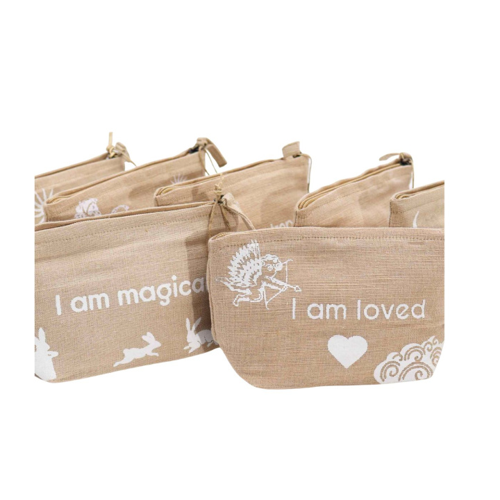 Toalettmappe i Jute – I am Brave i gruppen Hjem & Sjel / Harmonisk livsstil / Handlenett & tøyposer hos Rawfoodshop Scandinavia AB (HHP-ST-02)