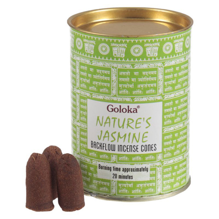 Goloka Backflow Røkelsekjegler Jasmin i gruppen Hjem & Sjel / Stemning & duft / Røkelse hos Rawfoodshop Scandinavia AB (INC495)