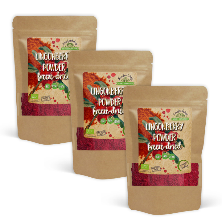 Tyttebærpulver Frysetørket ØKO 100g x 3 pakker i gruppen Råvarer & Drikke / Frukt og bær / Fruktpulver hos Rawfoodshop Scandinavia AB (K20130005002001-SET3)