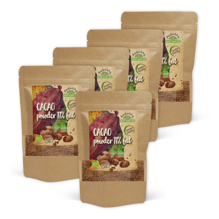 Kakaopulver 11% ØKO 500g x 5 pakker i gruppen Råvarer & Drikke / Baking / Kakaoprodukter hos Rawfoodshop Scandinavia AB (KAK115-SET5)