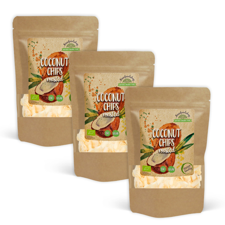 Kokosnøtt Chips Premium Ristede ØKO 200g x 3 pakker i gruppen Råvarer & Drikke / Nøtter / Kokosnøtt hos Rawfoodshop Scandinavia AB (KCR20-SET3)