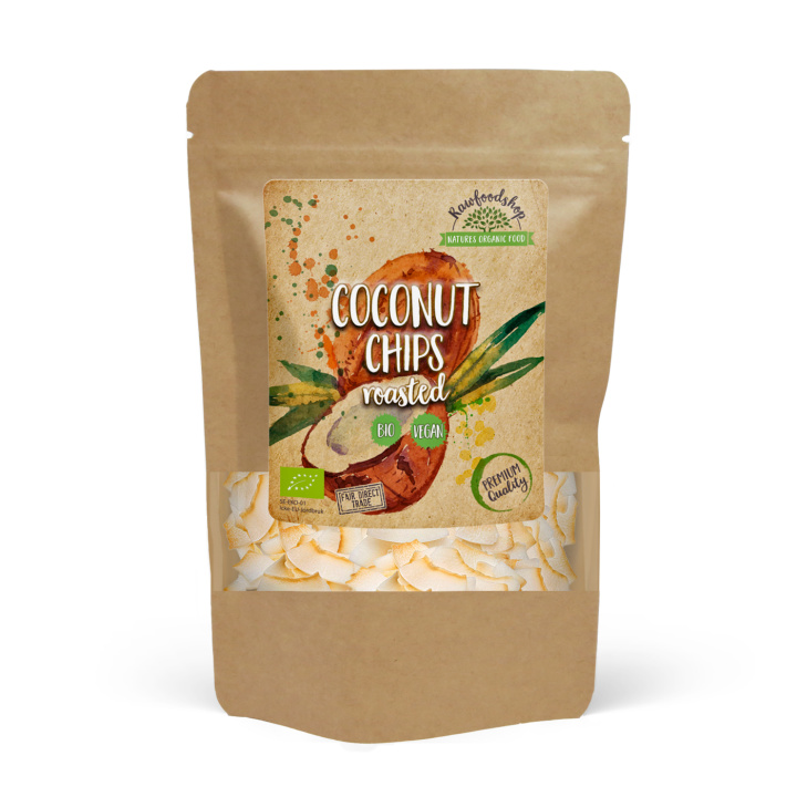 Kokosnøtt Chips Premium Ristede ØKO 200g i gruppen Råvarer & Drikke / Nøtter / Kokosnøtt hos Rawfoodshop Scandinavia AB (KCR20)