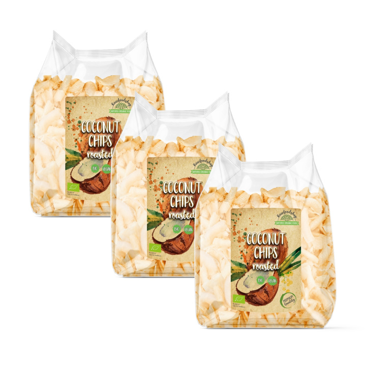 Kokosnøtt Chips Premium Ristede ØKO 400g x 3 pakker i gruppen Råvarer & Drikke / Nøtter / Kokosnøtt hos Rawfoodshop Scandinavia AB (KCR50-SET3)