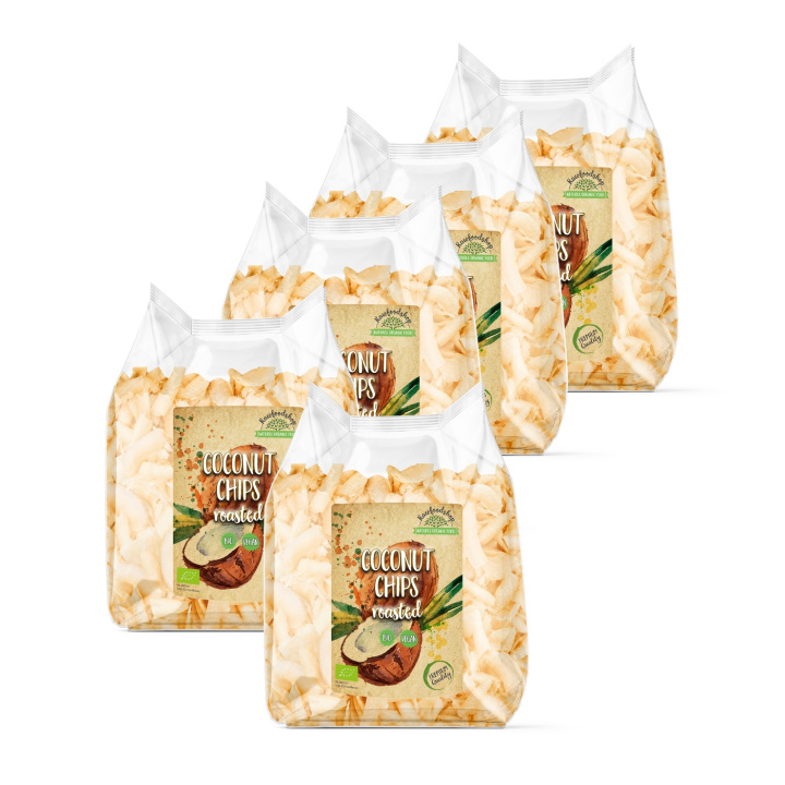 Kokosnøtt Chips Premium Tistede ØKO 400g x 5 pakker i gruppen Råvarer & Drikke / Nøtter / Kokosnøtt hos Rawfoodshop Scandinavia AB (KCR50-SET5)