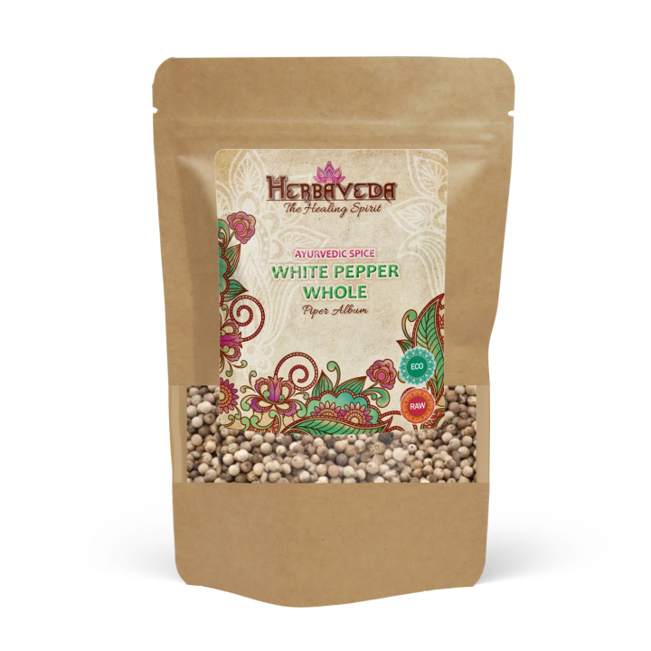 Hvit Pepper Hel ØKO 100g i gruppen Råvarer & Drikke / Spiskammer / Krydder & Salt hos Rawfoodshop Scandinavia AB (KRY1021)