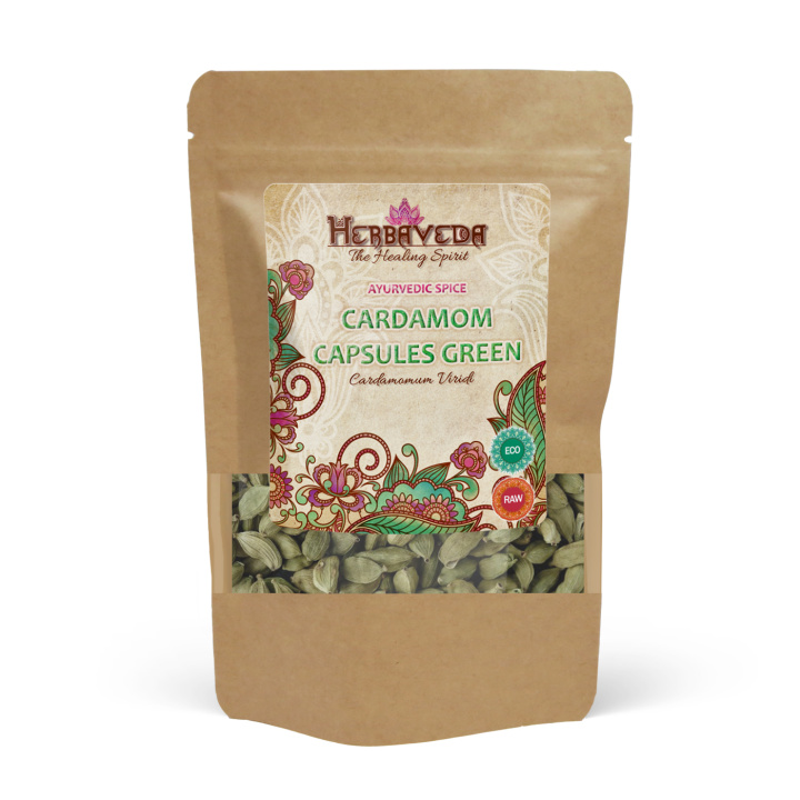Kardemomme Hele kapsler ØKO 50g i gruppen Råvarer & Drikke / Spiskammer / Krydder & Salt hos Rawfoodshop Scandinavia AB (KRYDD06)