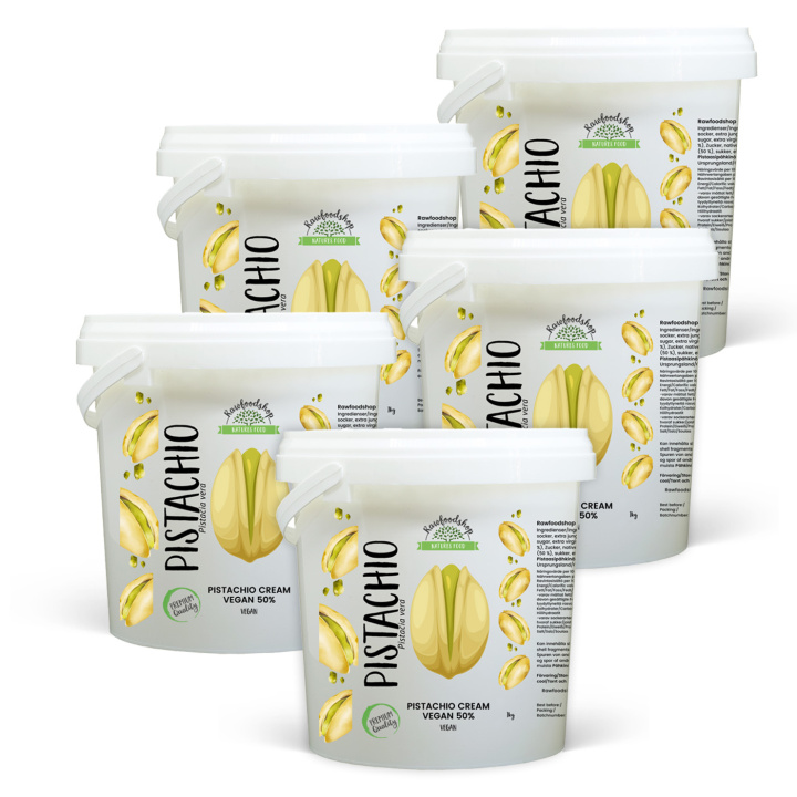 Pistasjkrem Vegansk 50% 1kg x 5 bokser i gruppen Råvarer & Drikke / Nøtter / Nøttesmør hos Rawfoodshop Scandinavia AB (L00220CPO1-SET5)