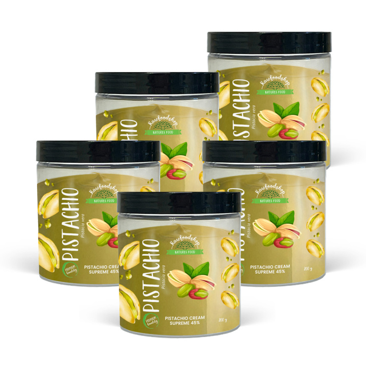 Pistasjkrem Supreme 45% 200g x 5 bokser i gruppen Råvarer & Drikke / Nøtter / Pistasjnøtter hos Rawfoodshop Scandinavia AB (L10010090121-SET5)