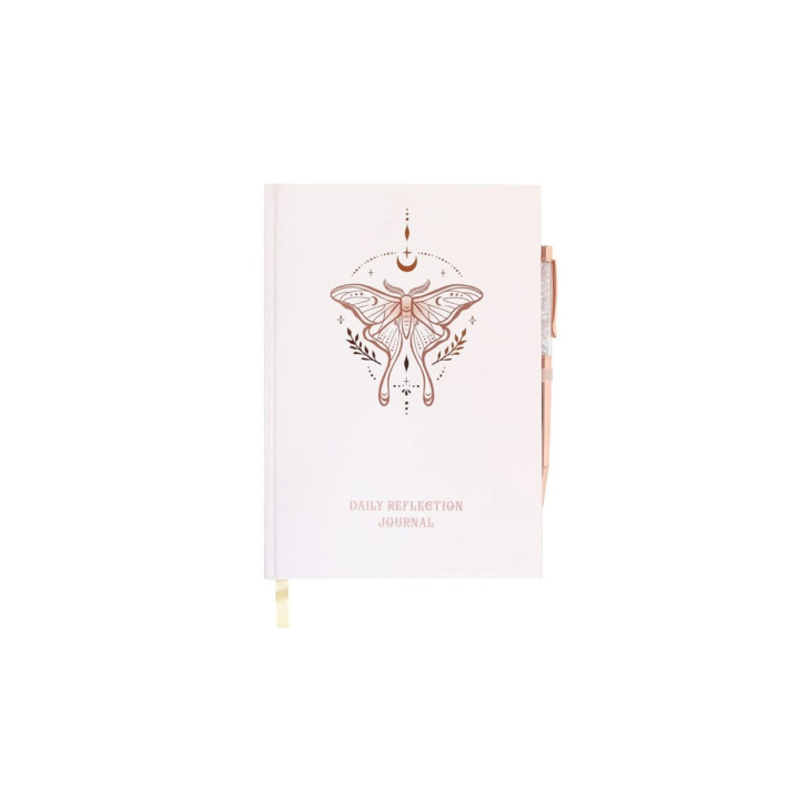Refleksjonsdagbok Luna Moth med Kulepenn Klar Kvarts i gruppen Hjem & Sjel / Harmonisk livsstil / Self Care hos Rawfoodshop Scandinavia AB (LL-21625)