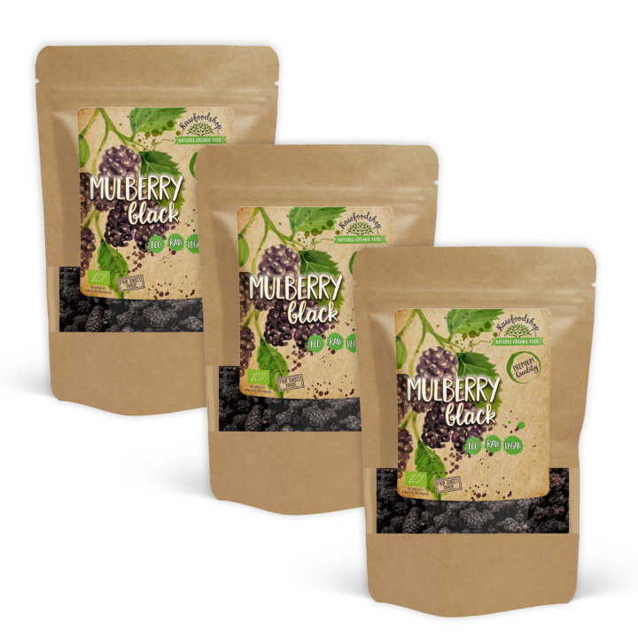 Mulbær Svarte ØKO 500g x 3 pakker i gruppen Råvarer & Drikke / Frukt og bær / Morbær hos Rawfoodshop Scandinavia AB (MBS50-SET3)