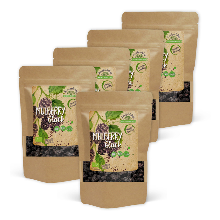 Mulbær Svarte ØKO 500g x 5 pakker i gruppen Råvarer & Drikke / Frukt og bær / Morbær hos Rawfoodshop Scandinavia AB (MBS50-SET5)