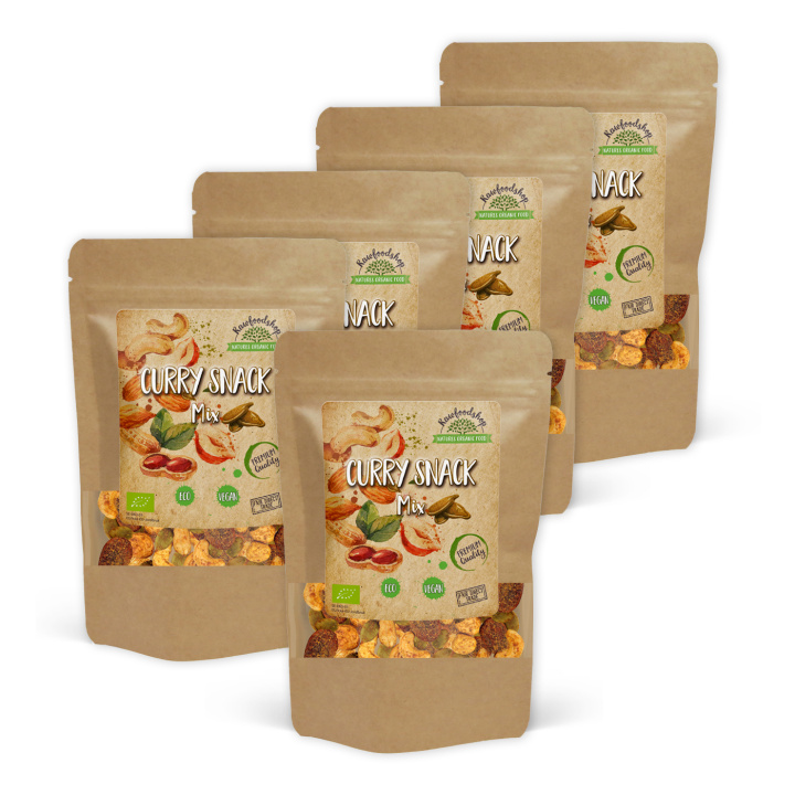 Curry Snackmiks ØKO 200g x 5 pakker i gruppen Råvarer & Drikke / Nøtter / Nøtteblanding hos Rawfoodshop Scandinavia AB (MELCUR5200-SET5)