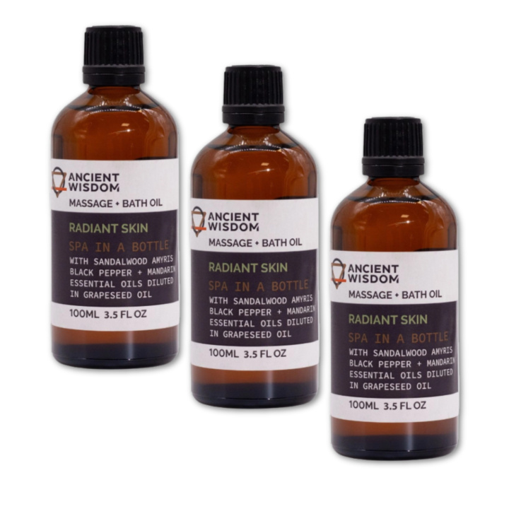 Sandalwood Glow Massajeolje 100ml x 3 pakker i gruppen Hud & Kropp / Kropp / Massasjeolje hos Rawfoodshop Scandinavia AB (MOLUL-03-SET3)