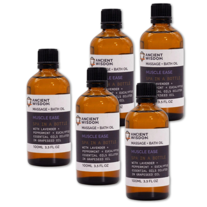 Muscle Ease Massajeolje 100ml x 5 flasker i gruppen Hud & Kropp / Kropp / Massasjeolje hos Rawfoodshop Scandinavia AB (MOLUL-04-SET5)