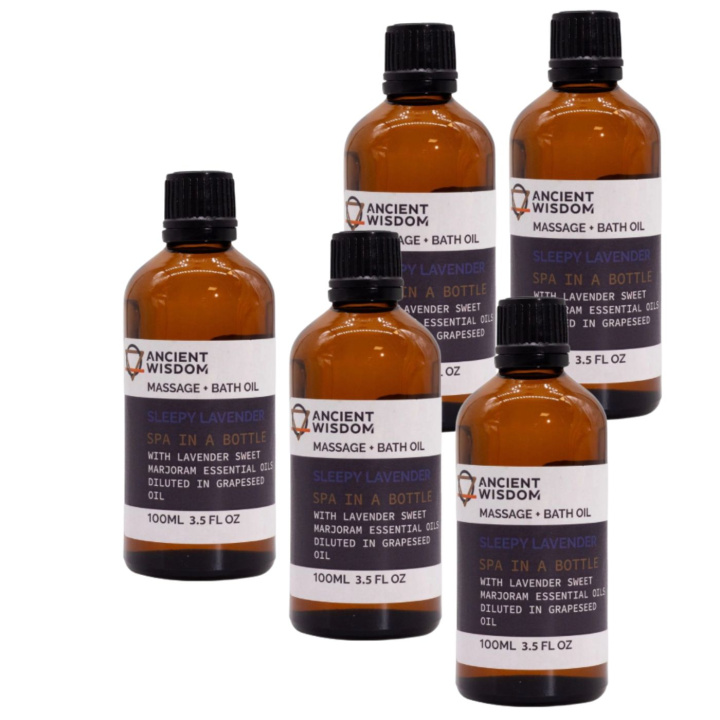 Sleepy Lavender Massajeolje 100ml x 5 stk i gruppen Hud & Kropp / Kropp / Massasjeolje hos Rawfoodshop Scandinavia AB (MOLUL-11-SET5)
