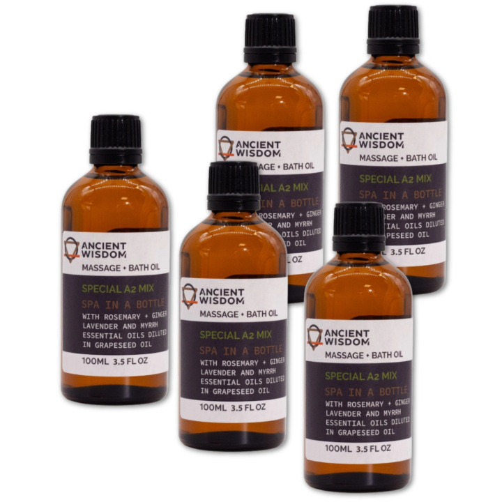 Special A2 Mix Massajeolje 100ml x 5 flasker i gruppen Hud & Kropp / Kropp / Massasjeolje hos Rawfoodshop Scandinavia AB (MOLUL-14-SET5)