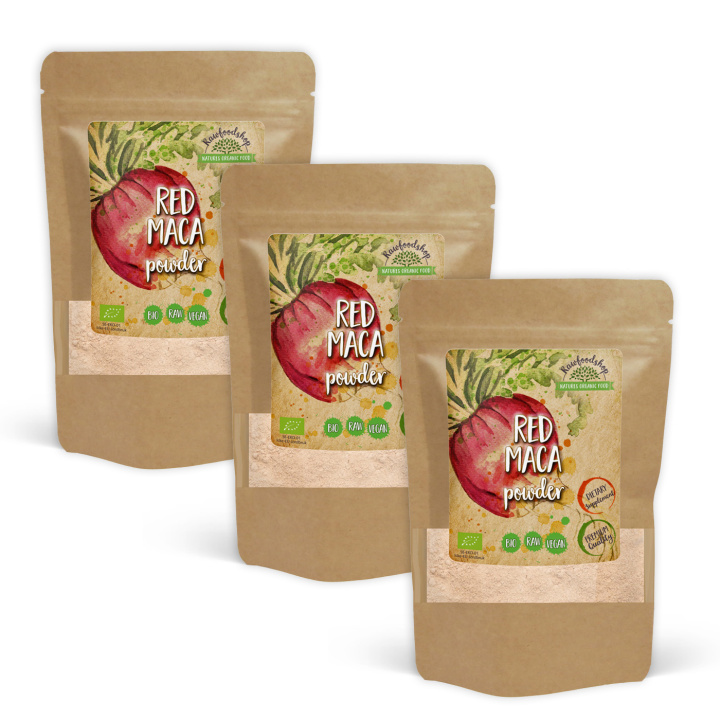 Maca Pulver Rød ØKO 500g x 3 pakker i gruppen OUTLET 20-80% / Kosttilskudd 30-50% / Kosttilskudd 40% hos Rawfoodshop Scandinavia AB (MPR50-SET3)