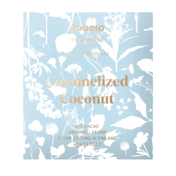 Karamellisert Kokos Sjokolade 51 % ØKO 48 g i gruppen Råvarer & Drikke / Godteri og sjokolade / Sjokolade og bars hos Rawfoodshop Scandinavia AB (NC28)