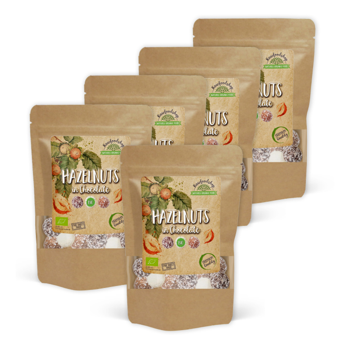 Hasselnøtter Mørk, Hvit og Lys Sjokolade ØKO 200g x 5 pakker i gruppen Råvarer & Drikke / Nøtter / Hasselnøtter hos Rawfoodshop Scandinavia AB (NOICHOCOTRIO5-SET5)
