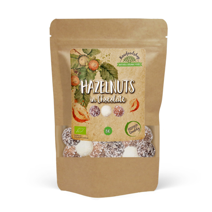 Hasselnøtter Mørk, Hvit og Lys Sjokolade ØKO 200g i gruppen Råvarer & Drikke / Nøtter / Hasselnøtter hos Rawfoodshop Scandinavia AB (NOICHOCOTRIO5)