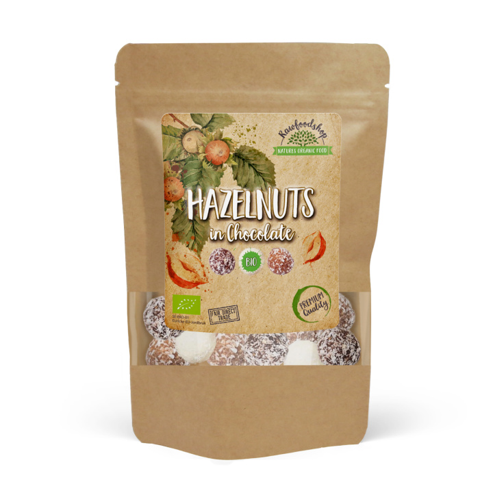 Hasselnøtter Mørk, Hvit og Lys Sjokolade ØKO 200g i gruppen Råvarer & Drikke / Nøtter / Hasselnøtter hos Rawfoodshop Scandinavia AB (NOICHOCOTRIO5)