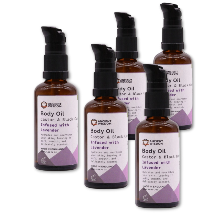 Ansikt & Kroppsolje Lavendel ØKO 50ml x 5 stk i gruppen Hud & Kropp / Kropp / Body lotion & Olje hos Rawfoodshop Scandinavia AB (OBOUL02-SET5)