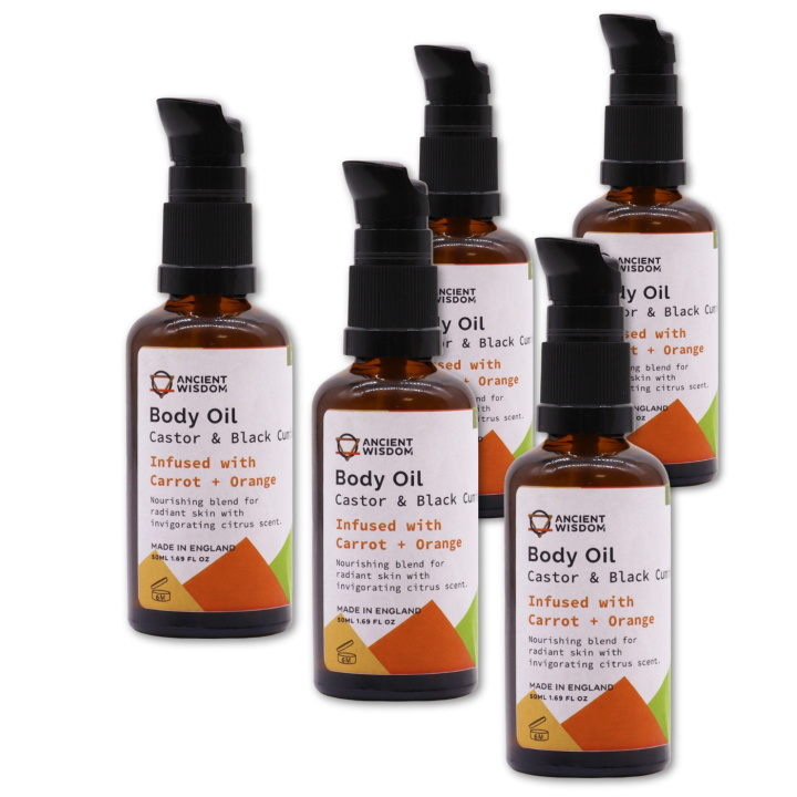 Ansikt & Kroppsolje Gulrot & Appelsin ØKO 50ml x 5 stk i gruppen Hud & Kropp / Kropp / Body lotion & Olje hos Rawfoodshop Scandinavia AB (OBOUL06-SET5)