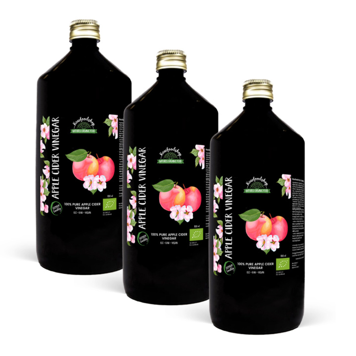 Eplecidereddik ØKO 1000ml x 3 flasker i gruppen Råvarer & Drikke / Spiskammer / Smaksetting / Eddik hos Rawfoodshop Scandinavia AB (OLIE01811-SET3)