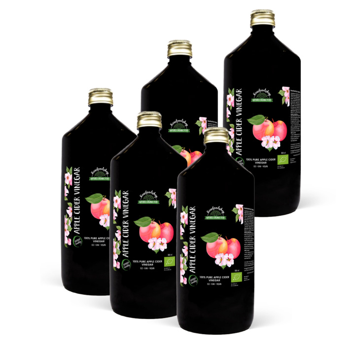 Eplecidereddik ØKO 1000ml x 5 flasker i gruppen Råvarer & Drikke / Spiskammer / Smaksetting / Eddik hos Rawfoodshop Scandinavia AB (OLIE01811-SET5)