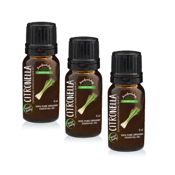 Citronella Eterisk Olje ØKO 10ml x 3 pakker i gruppen Hud & Kropp / Naturlig DIY / Essensielle oljer hos Rawfoodshop Scandinavia AB (ORGEOUL11-SET3)