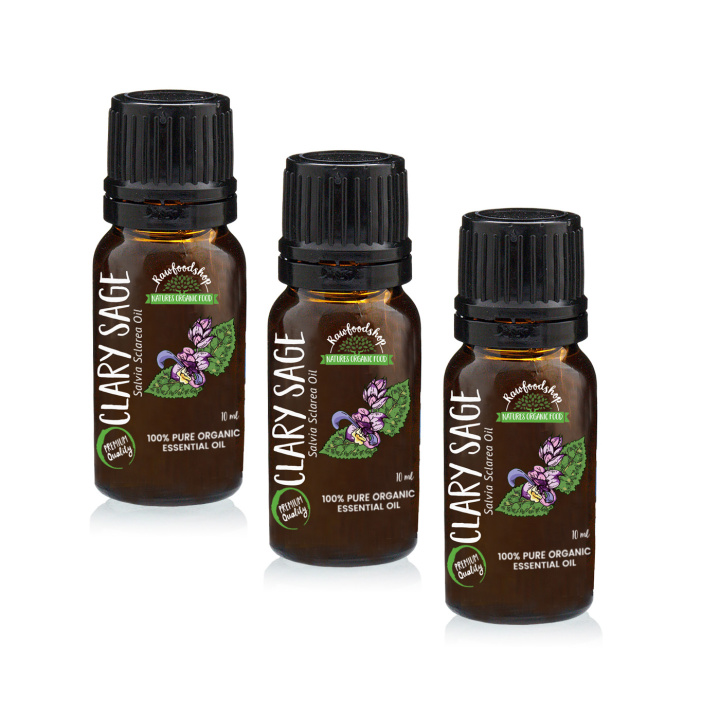 Muskatellsalvie Eterisk Olje ØKO 10ml x 3 flasker i gruppen Hud & Kropp / Naturlig DIY / Essensielle oljer hos Rawfoodshop Scandinavia AB (ORGEOUL14-SET3)