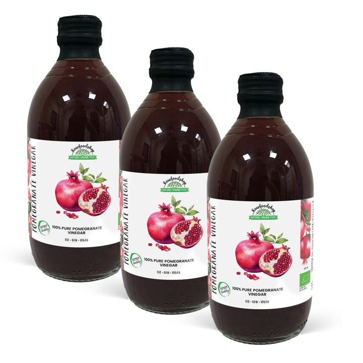 Granatepleeddik Ufiltrert ØKO 500ml x 3 flasker i gruppen Råvarer & Drikke / Spiskammer / Smaksetting / Eddik hos Rawfoodshop Scandinavia AB (PFMG5SY050006-SET3)