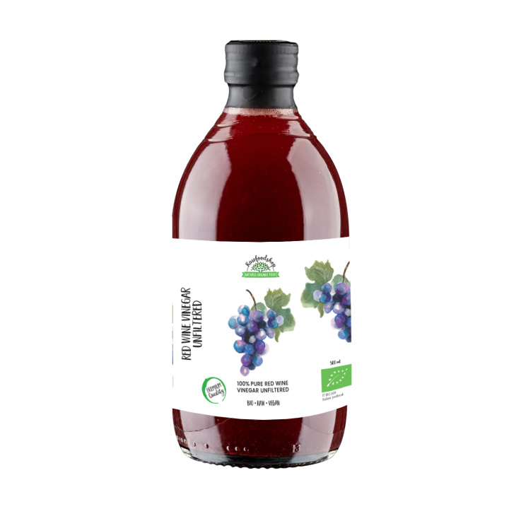 Rødvinseddik Ufiltrert RAW ECO 500ml i gruppen Råvarer & Drikke / Spiskammer / Smaksetting / Eddik hos Rawfoodshop Scandinavia AB (PFRN6SY050006)