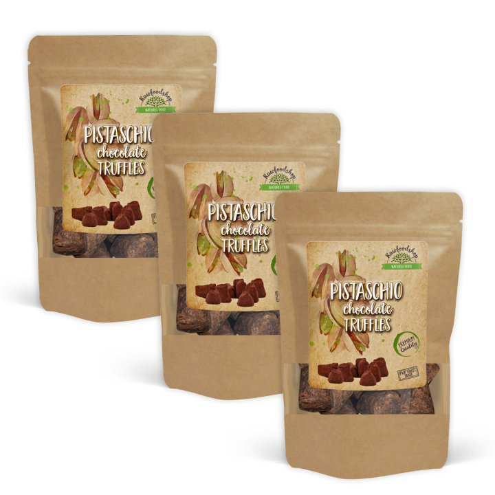 Sjokoladetrøffel Pistasj 100g x 3 pakker i gruppen Råvarer & Drikke / Godteri og sjokolade / Sjokolade og bars hos Rawfoodshop Scandinavia AB (PIST100-SET3)