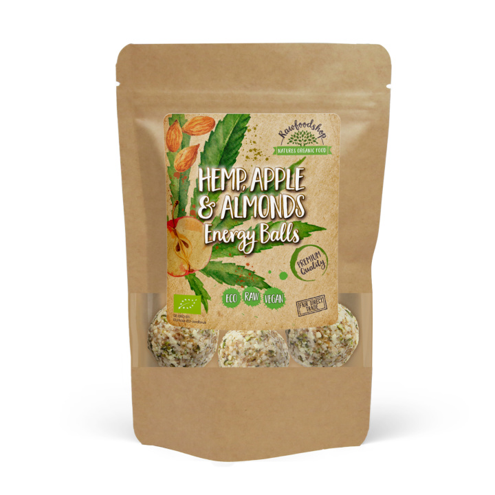 Hampfrø Eple Mandel Energikuler ØKO 100g i gruppen Råvarer & Drikke / Spiskammer / Kjeks & Kaker hos Rawfoodshop Scandinavia AB (POMCHAN3-100)