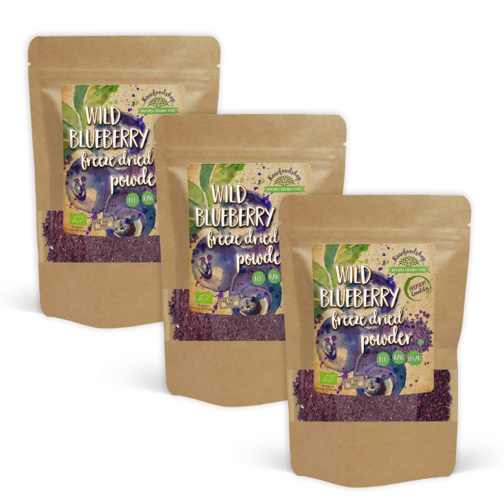 Blåbærpulver Vill Frysetørket ØKO 125g x 3 pakker i gruppen Råvarer & Drikke / Frukt og bær / Blåbær hos Rawfoodshop Scandinavia AB (PULFBLA-SET3)