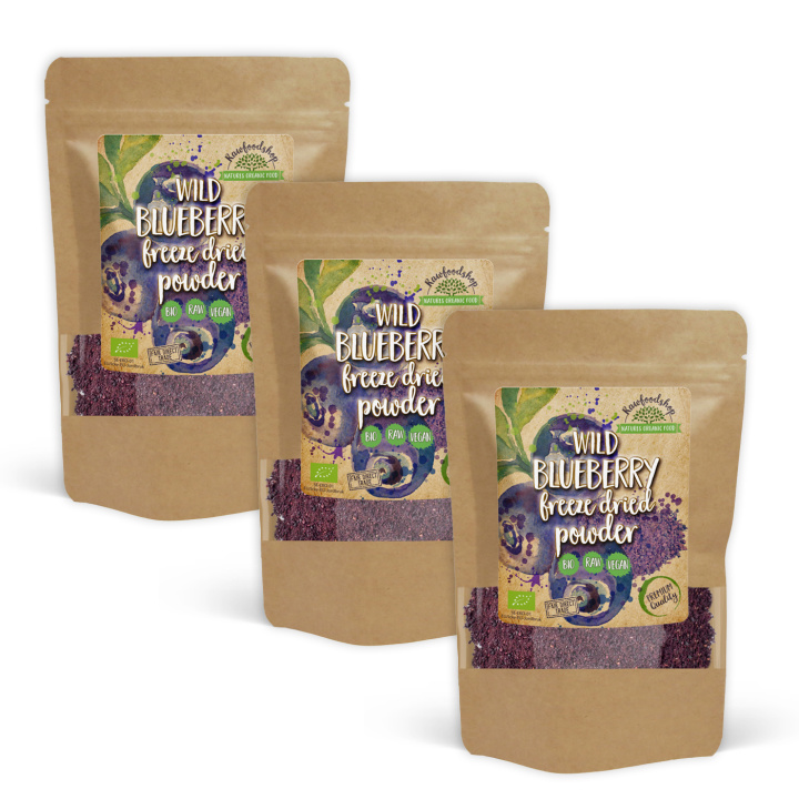 Blåbærpulver Vill Frysetørket ØKO 125g x 3 pakker i gruppen Råvarer & Drikke / Frukt og bær / Blåbær hos Rawfoodshop Scandinavia AB (PULFBLA-SET3)