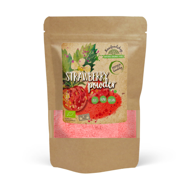 Jordbærpulver Frysetørket ØKO 250g i gruppen Råvarer & Drikke / Frukt og bær / Jordbær hos Rawfoodshop Scandinavia AB (PULFJOR-250)