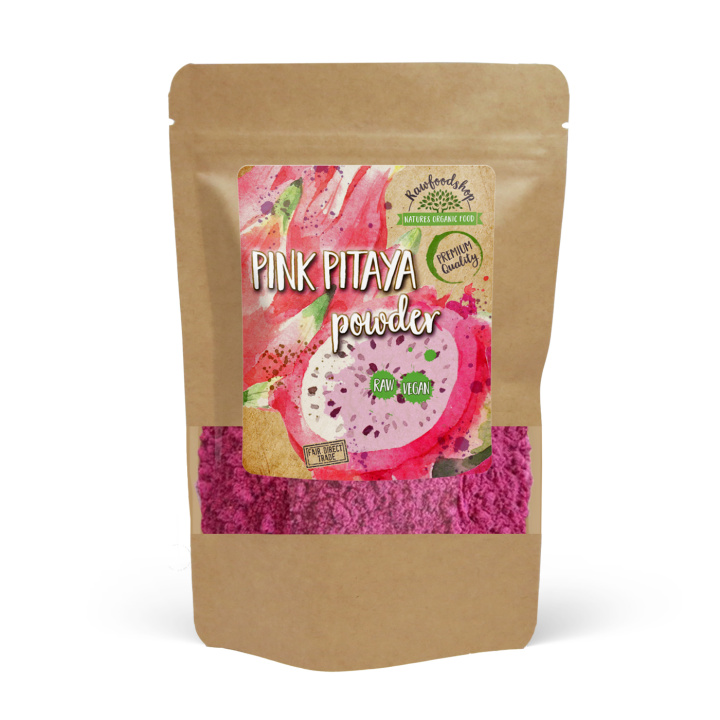 Pink Pitaya-pulver 100g i gruppen Råvarer & Drikke / Frukt og bær / Fruktpulver hos Rawfoodshop Scandinavia AB (PULPINK)
