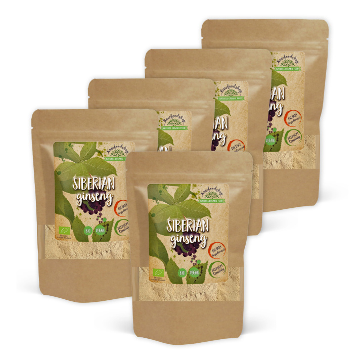 Siberian Ginseng Pulver ØKO 125g x 5 pakker i gruppen Kosttilskudd / Urter & Planter / Urter hos Rawfoodshop Scandinavia AB (RAW00211-SET5)