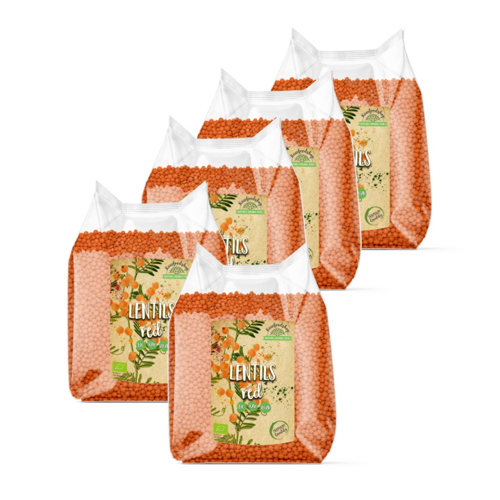 Linser Røde ØKO 1kg x 5 pakker i gruppen Råvarer & Drikke / Spiskammer / Belgvekster hos Rawfoodshop Scandinavia AB (RAW00321-SET5)