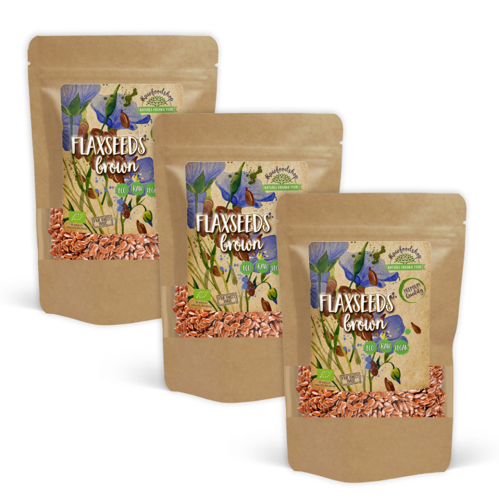 Linfrø Brune ØKO 500g x 3 pakker i gruppen Råvarer & Drikke / Helsekost / Frø hos Rawfoodshop Scandinavia AB (RAW0482-SET3)