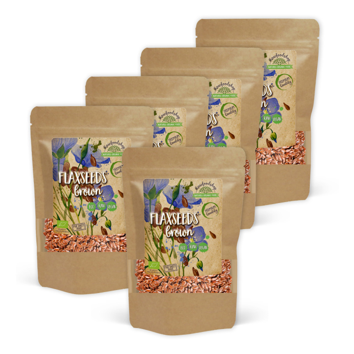 Linfrø Brune ØKO 500g x 5 pakker i gruppen Råvarer & Drikke / Helsekost / Frø hos Rawfoodshop Scandinavia AB (RAW0482-SET5)