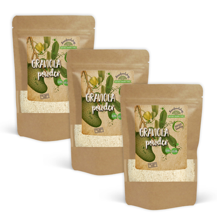 Graviola pulver 125g x 3 pakker i gruppen Råvarer & Drikke / Frukt og bær / Fruktpulver hos Rawfoodshop Scandinavia AB (RAW053-SET3)