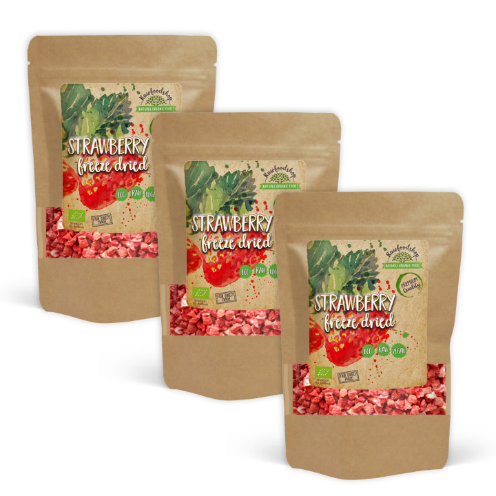 Jordbær Frysetørkede biter ØKO 50g x 3 pakker i gruppen Råvarer & Drikke / Frukt og bær / Jordbær hos Rawfoodshop Scandinavia AB (RAWFRU002-SET3)