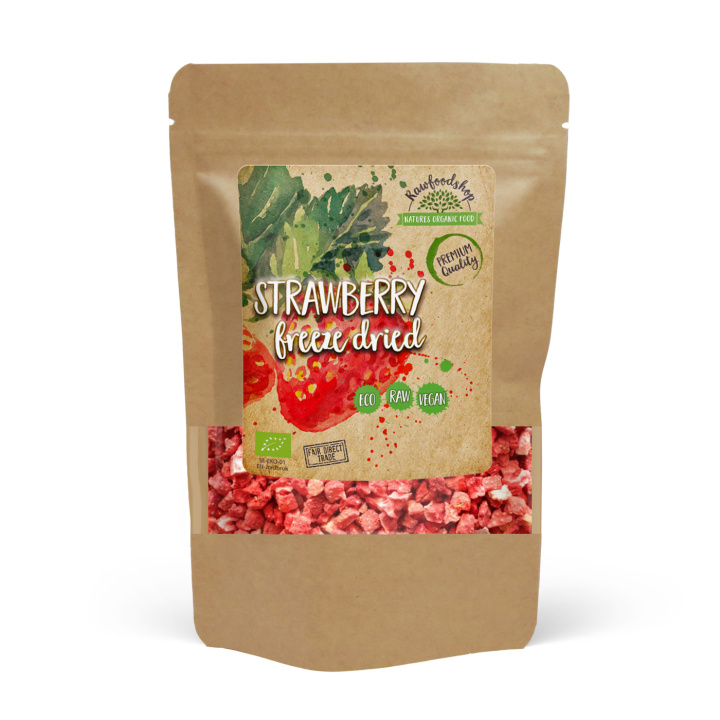 Jordbær Frysetørkede biter ØKO 50g i gruppen Råvarer & Drikke / Frukt og bær / Jordbær hos Rawfoodshop Scandinavia AB (RAWFRU002)